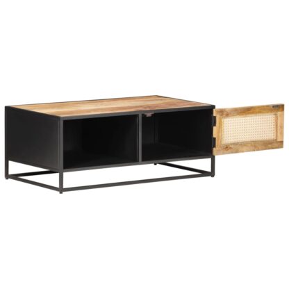 Couchtisch 90x50x35 cm Raues Mangoholz und Wiener Geflecht - Image 2