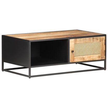 Couchtisch 90x50x35 cm Raues Mangoholz und Wiener Geflecht - Image 11