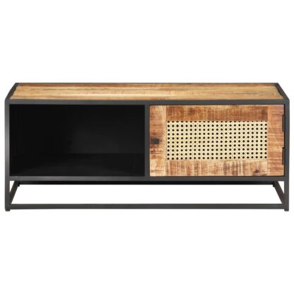 Couchtisch 90x50x35 cm Raues Mangoholz und Wiener Geflecht - Image 3