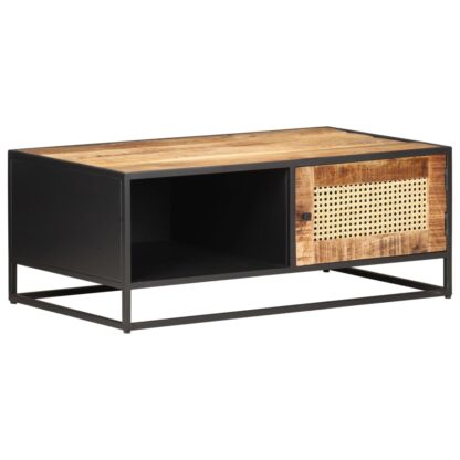 Couchtisch 90x50x35 cm Raues Mangoholz und Wiener Geflecht - Image 9