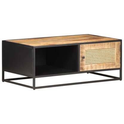 Couchtisch 90x50x35 cm Raues Mangoholz und Wiener Geflecht - Image 10