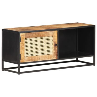 TV-Schrank 90x30x40 cm Raues Mangoholz und Wiener Geflecht - Image 11