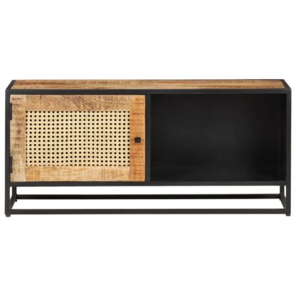 TV-Schrank 90x30x40 cm Raues Mangoholz und Wiener Geflecht - Image 3