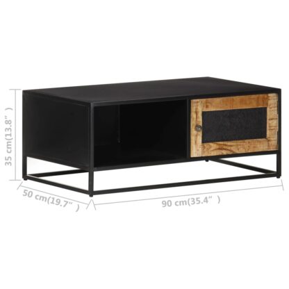Couchtisch 90x50x35 cm Raues Mangoholz - Image 6