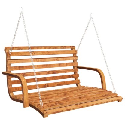 Schaukelbank Bugholz Massiv mit Teak-Finish 126x92x63 cm - Image 2