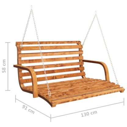 Schaukelbank Bugholz Massiv mit Teak-Finish 126x92x63 cm - Image 5