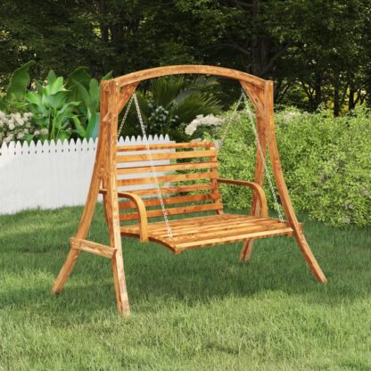 Schaukelbank Bugholz Massiv mit Teak-Finish 126x92x63 cm