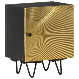 Nachttisch mit Messingfront 40x30x50 cm Massivholz Mango