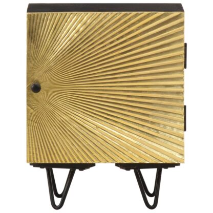 Nachttisch mit Messingfront 40x30x50 cm Massivholz Mango - Image 2