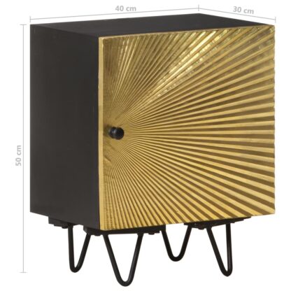 Nachttisch mit Messingfront 40x30x50 cm Massivholz Mango - Image 9