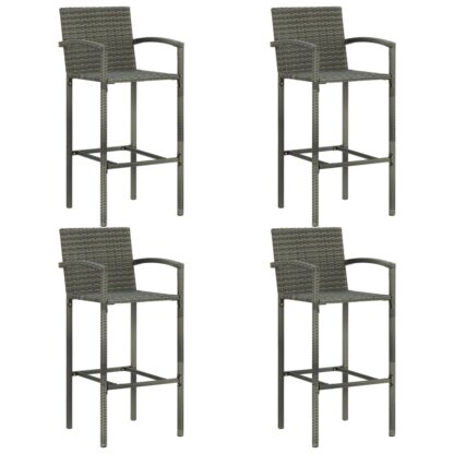 5-tlg. Garten-Bar-Set mit Armlehnen Poly Rattan Grau - Image 3