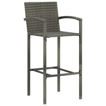 5-tlg. Garten-Bar-Set mit Armlehnen Poly Rattan Grau - Image 4