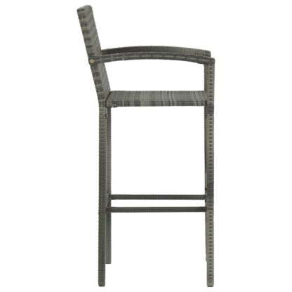 5-tlg. Garten-Bar-Set mit Armlehnen Poly Rattan Grau - Image 6