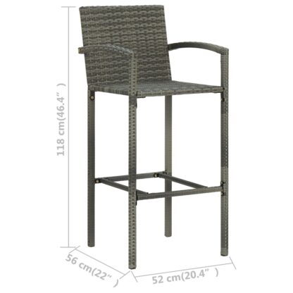 5-tlg. Garten-Bar-Set mit Armlehnen Poly Rattan Grau - Image 11