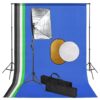 Fotostudio-Set mit Softbox-Lampen, Hintergrund und Reflektor