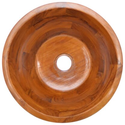 Waschbecken Massivholz Teak Φ40x20 cm - Image 4