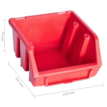 39-tlg. Behälter-Set für Kleinteile mit Wandplatten Rot Schwarz - Image 8