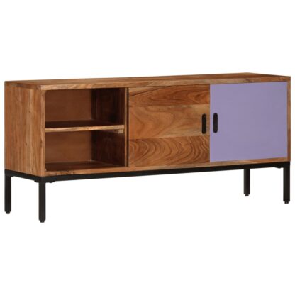 TV-Schrank Honigbraun und Grau 110x30x50 cm Massivholz Akazie - Image 2