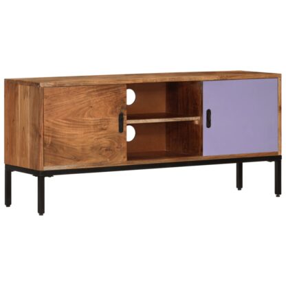 TV-Schrank Honigbraun und Grau 110x30x50 cm Massivholz Akazie - Image 11