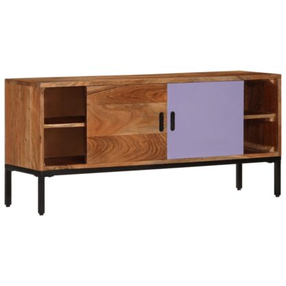 TV-Schrank Honigbraun und Grau 110x30x50 cm Massivholz Akazie - Image 3