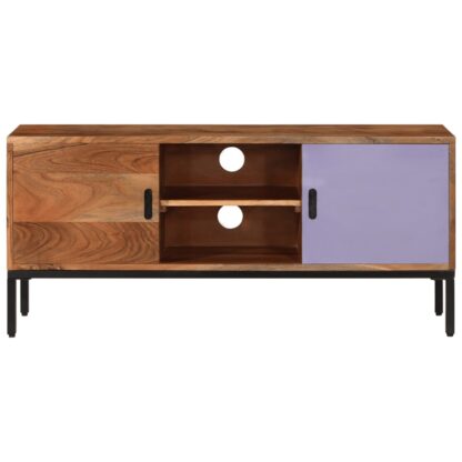 TV-Schrank Honigbraun und Grau 110x30x50 cm Massivholz Akazie - Image 4