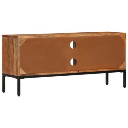 TV-Schrank Honigbraun und Grau 110x30x50 cm Massivholz Akazie - Image 5