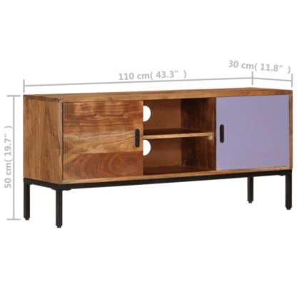 TV-Schrank Honigbraun und Grau 110x30x50 cm Massivholz Akazie - Image 9