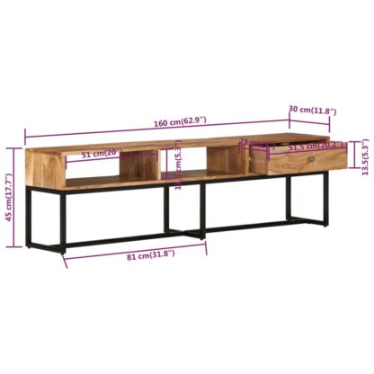 TV-Schrank 160x30x45 cm Massivholz Akazie - Image 8