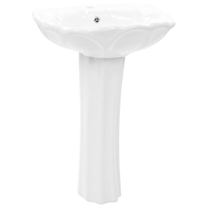 Freistehendes Waschbecken mit Säule Keramik Weiß 580x510x200 mm - Image 2