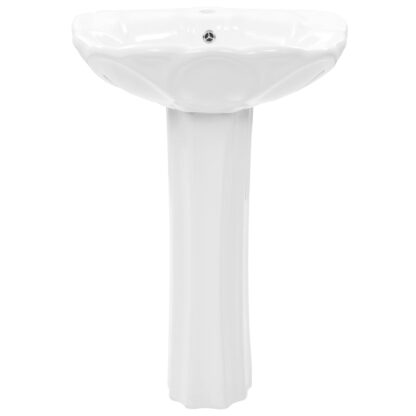 Freistehendes Waschbecken mit Säule Keramik Weiß 580x510x200 mm - Image 4