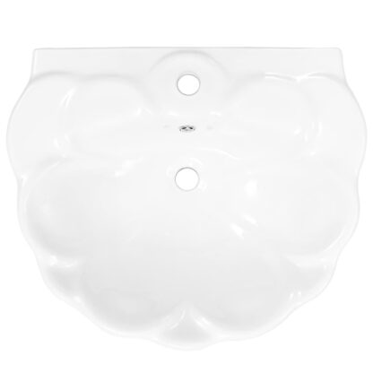 Freistehendes Waschbecken mit Säule Keramik Weiß 580x510x200 mm - Image 6