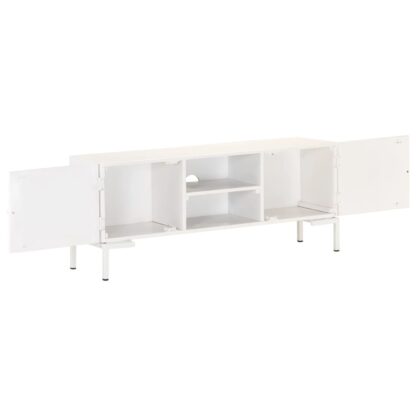 TV-Schrank Weiß 115x30x46 cm Massivholz Mango - Image 2