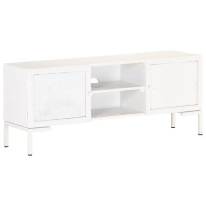 TV-Schrank Weiß 115x30x46 cm Massivholz Mango - Image 10