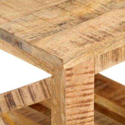 Beistelltisch mit Rädern 40x40x42 cm Raues Mangoholz - Image 5