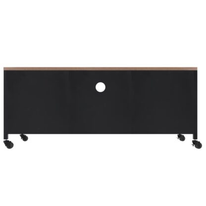TV-Schrank Schwarz 110x30x43 cm Eisen und Massivholz Tanne - Image 5