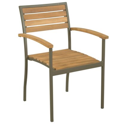 Stapelbare Gartenstühle 2 Stk. Akazie Massivholz und Stahl - Image 2