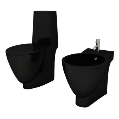 Keramik-WC & Bidet-Set Schwarz - Image 2