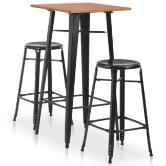 3-teiliges Bar-Set Stahl Schwarz