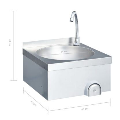 Handwaschbecken mit Wasserhahn und Seifenspender Edelstahl - Image 9