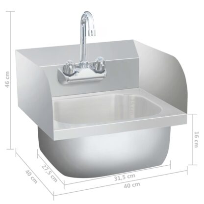 Gastro-Handwaschbecken mit Wasserhahn Edelstahl - Image 5