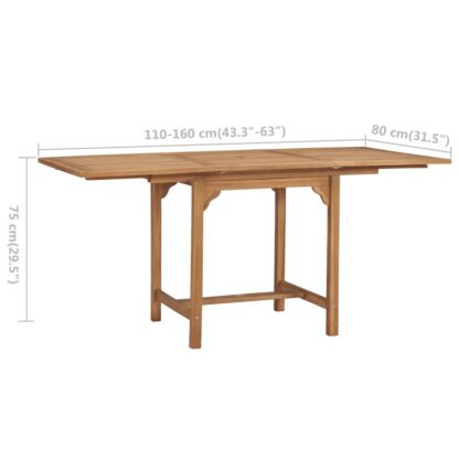 Ausziehbarer Gartentisch (110-160)×80×75 cm Massivholz Teak - Image 9