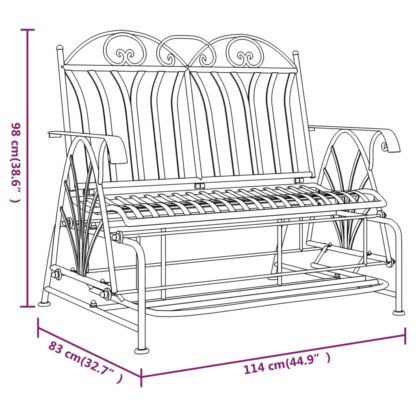 Schaukelbank 2-Sitzer 114 cm Schwarz Stahl - Image 9