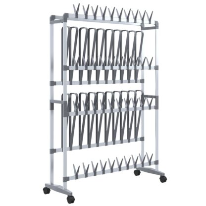 Schuhregal mit Rollen Silbern 89x27x120 cm - Image 2