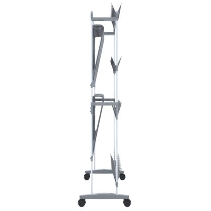 Schuhregal mit Rollen Silbern 89x27x120 cm - Image 4