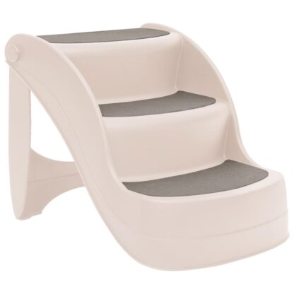 Hundetreppe mit 3 Stufen Klappbar Creme 50x38x38 cm Kunststoff - Image 2