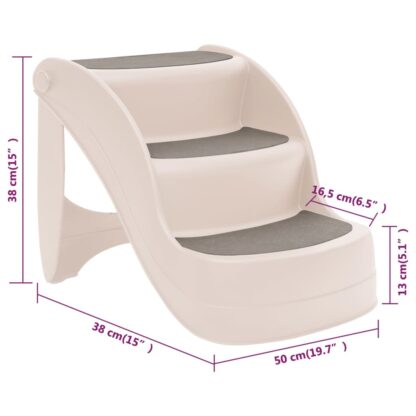 Hundetreppe mit 3 Stufen Klappbar Creme 50x38x38 cm Kunststoff - Image 9