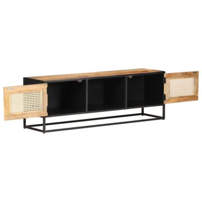 TV-Schrank 120x30x40 cm Raues Mangoholz und Wiener Geflecht - Image 2