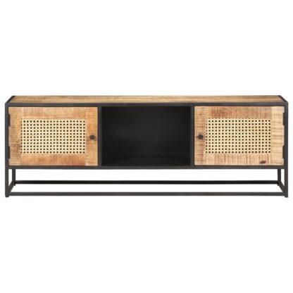 TV-Schrank 120x30x40 cm Raues Mangoholz und Wiener Geflecht - Image 3