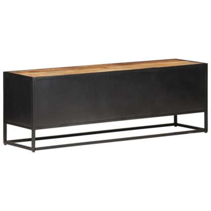 TV-Schrank 120x30x40 cm Raues Mangoholz und Wiener Geflecht - Image 4