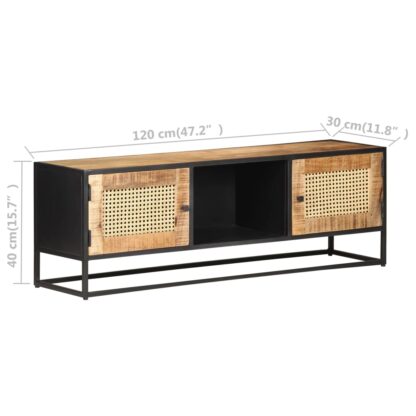 TV-Schrank 120x30x40 cm Raues Mangoholz und Wiener Geflecht - Image 7